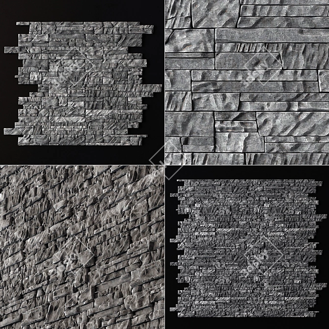 Rock Brick Wall: High-Resolution Textured 3D Model 3D model image 1