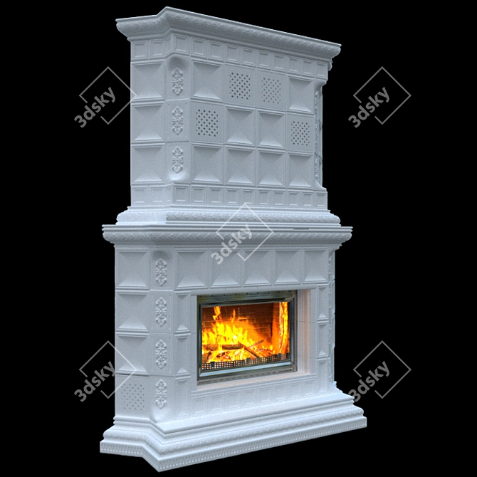 Artistic Ceramic Corner Fireplace 3D model image 1