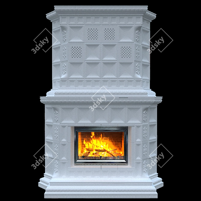 Artistic Ceramic Corner Fireplace 3D model image 2