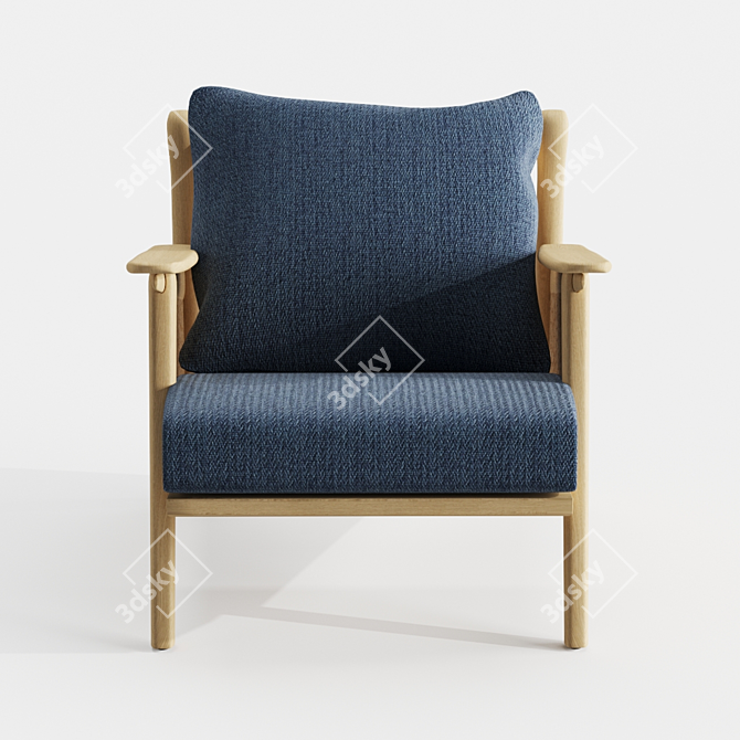 Elegant Linen Cane Chair 3D model image 1