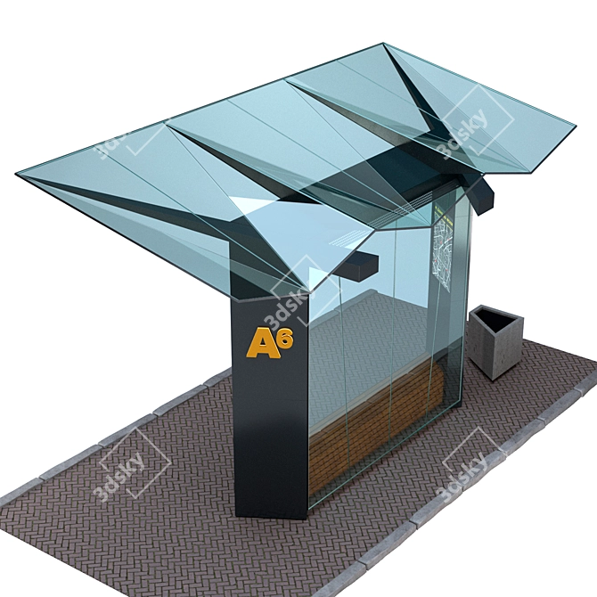 Compact Bus Stop Shelter 3D model image 2