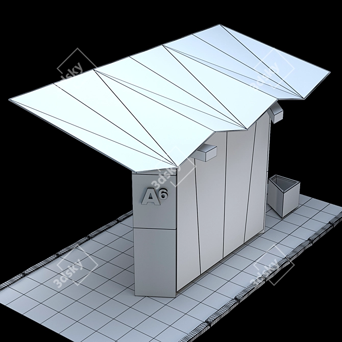 Compact Bus Stop Shelter 3D model image 3