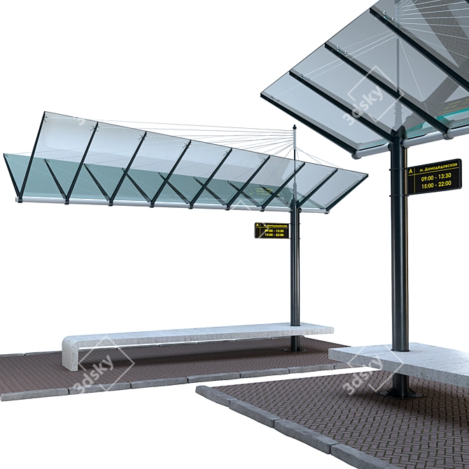 Modern Bus Stop Shelter 3D model image 1