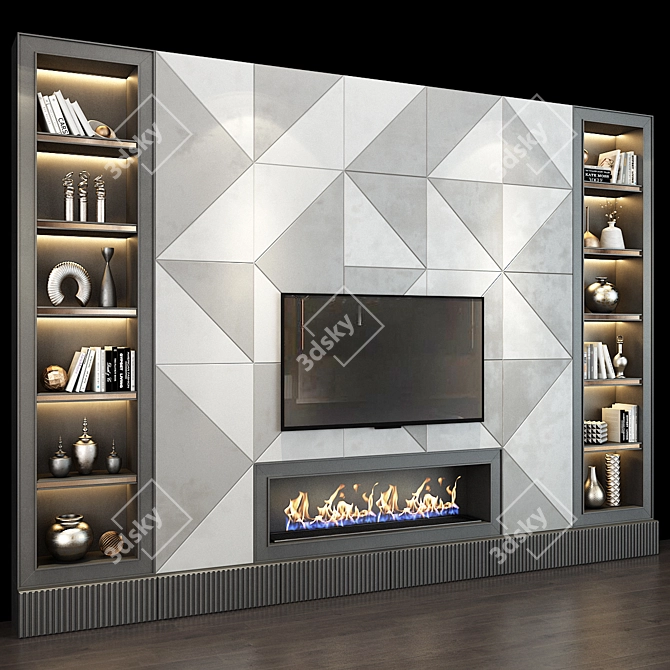 Stylish TV Shelf Storage 3D model image 2
