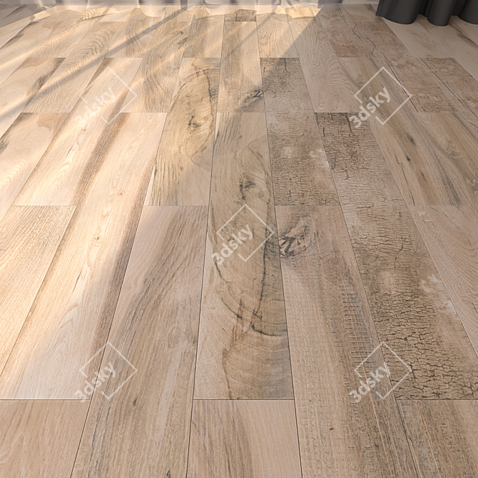 Yurtbay Beige Rosin Parquet: Multi-Texture, 15x90cm 3D model image 1