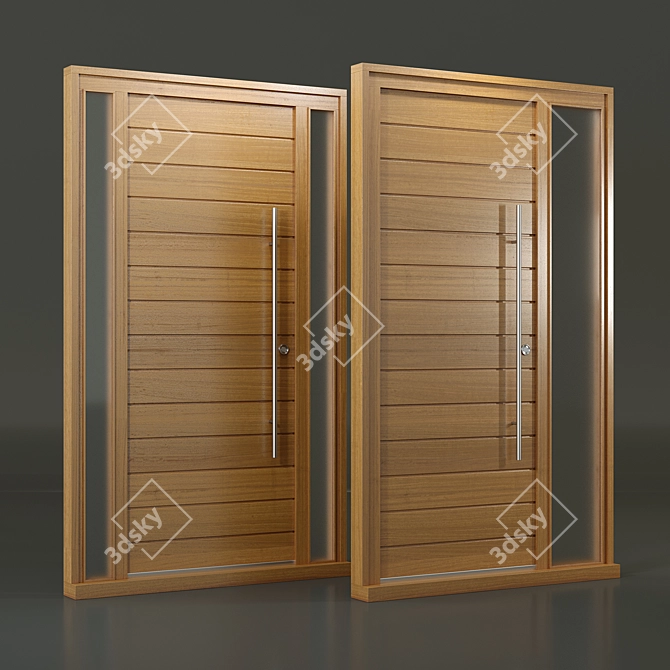 Iroko Wood Door: Exquisite and Durable 3D model image 1