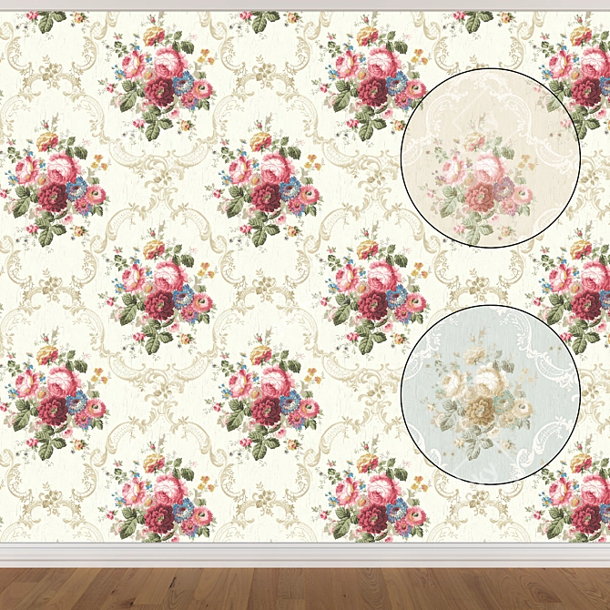 Seamless Wallpaper Set - 3 Colors 3D model image 1