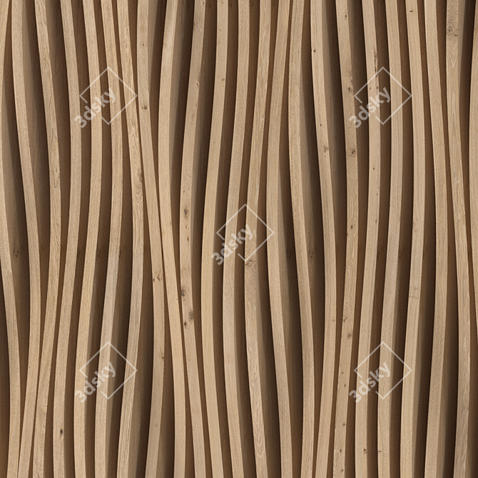 Elegant Wooden Wall Panel 3D model image 1