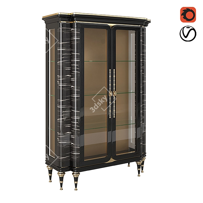 Luxury Black Wood Showcase 3D model image 1