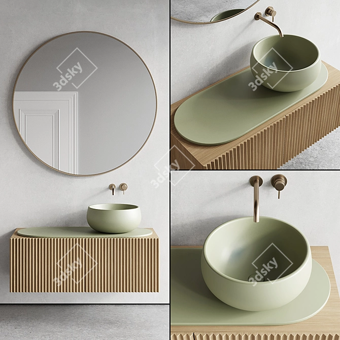 Ceramica Cielo Delfo Set 2: Stylish Vanity Unit, Washbasin, and Mirror 3D model image 1