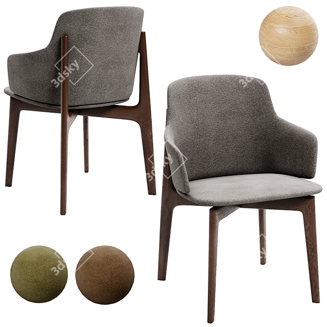 Elegant Upholstered Chair: Egadi 02 3D model image 1