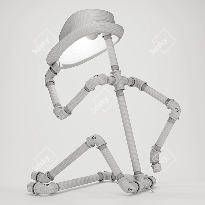 Industrial Pipe Table Lamp 3D model image 4