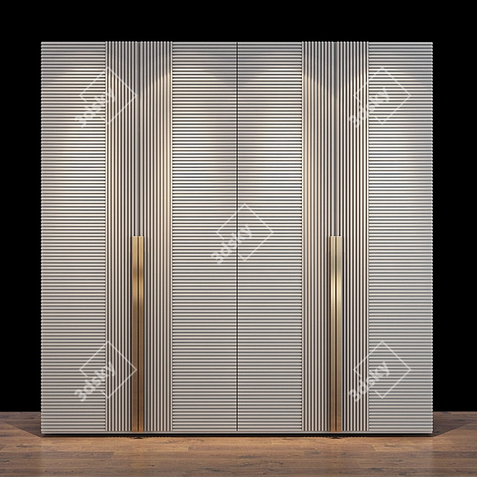 Russian Style Wooden Cabinet 3D model image 2