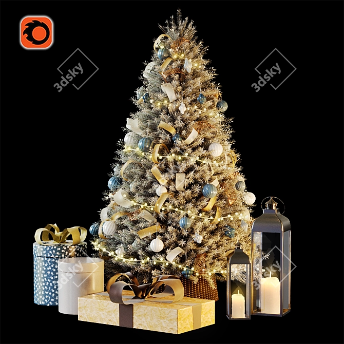 Festive Holiday Tree Décor 3D model image 1