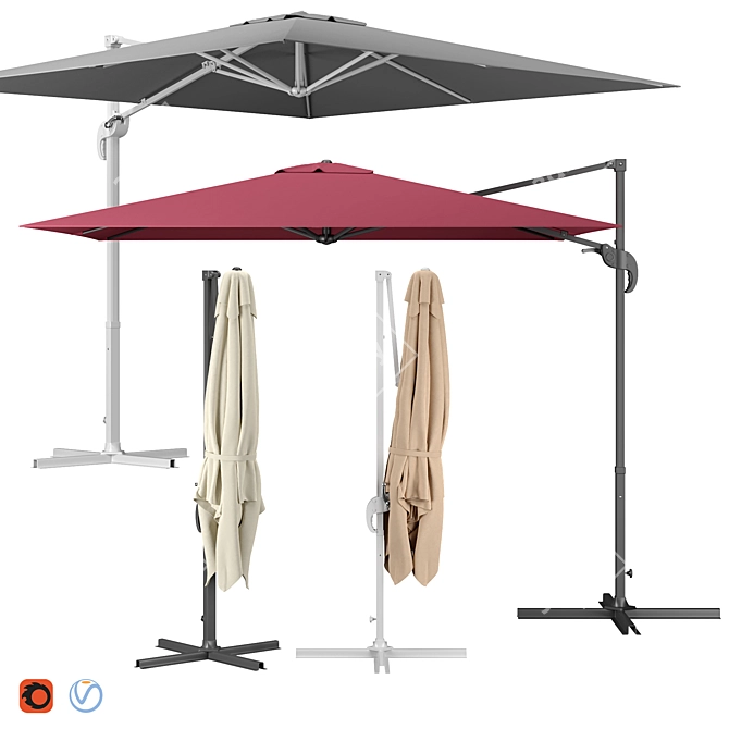 Stylish Cantilever Parasol - 2K Textures 3D model image 1