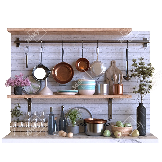 Elegant Kitchen Decor Set 3D model image 1