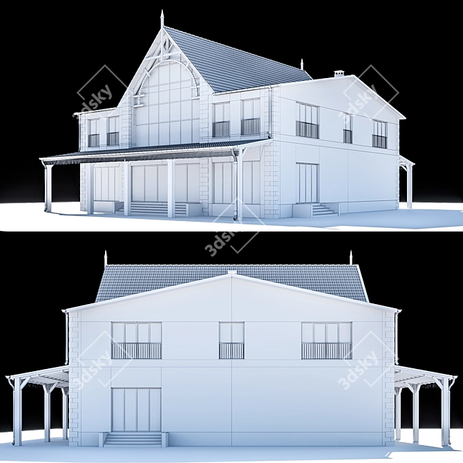 Elegant Two-Storey Home 3D model image 4