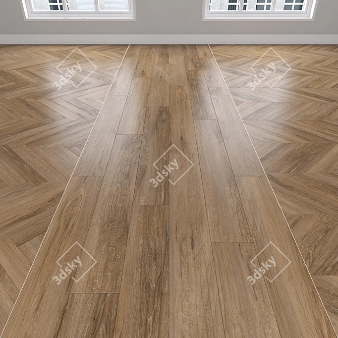 Oak Parquet: Herringbone, Linear, Chevron 3D model image 1