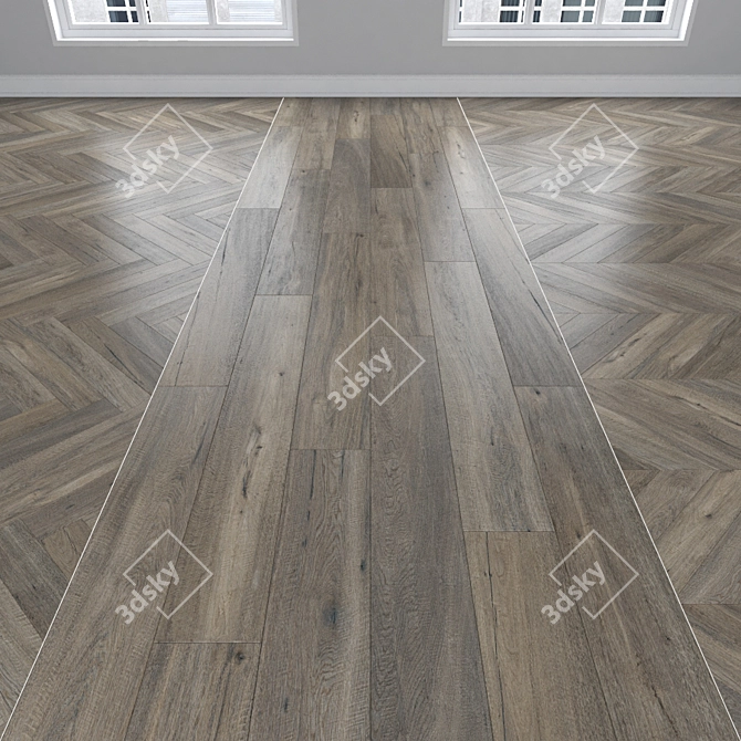 Oak Parquet: Herringbone, Linear & Chevron 3D model image 1