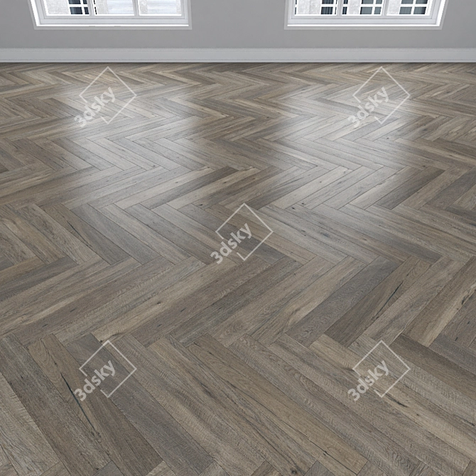 Oak Parquet: Herringbone, Linear & Chevron 3D model image 3