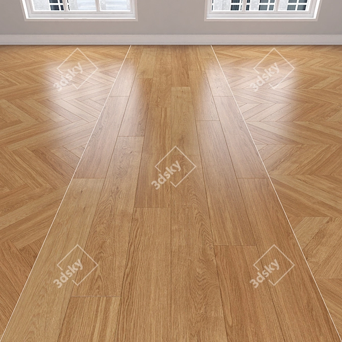 Versatile Parquet Oak, 3 Stunning Designs 3D model image 1