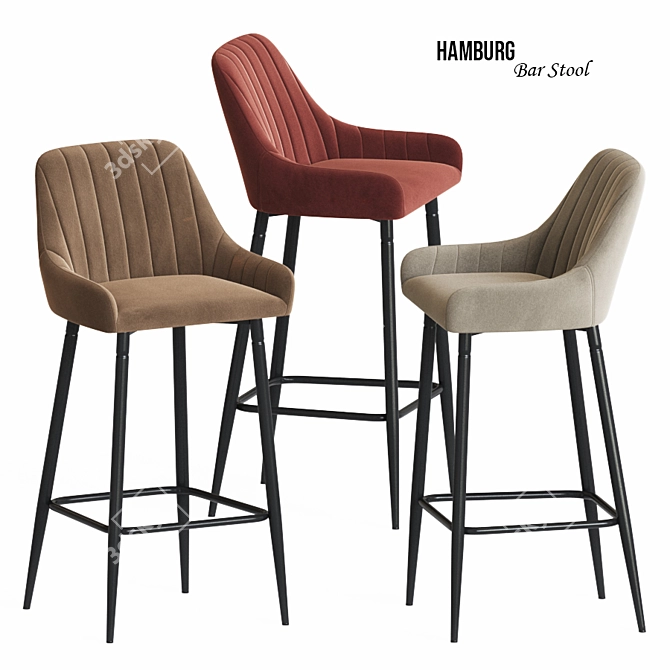 Luxury Hamburg Velvet Bar Chair 3D model image 1