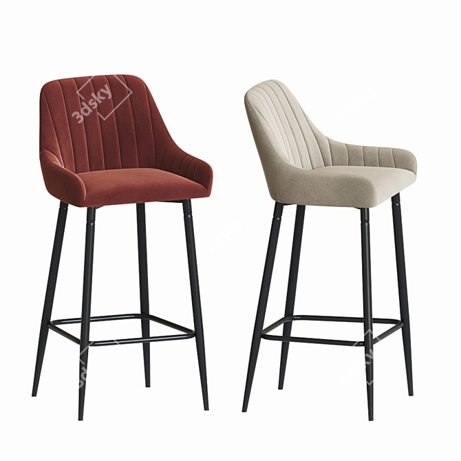 Luxury Hamburg Velvet Bar Chair 3D model image 2