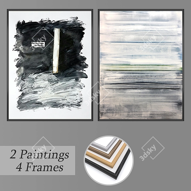 Abstract Wall Art Set with Multiple Frame Options 3D model image 1