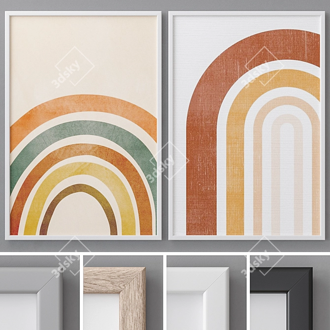 Modern Abstract Photo Frames Set 3D model image 1