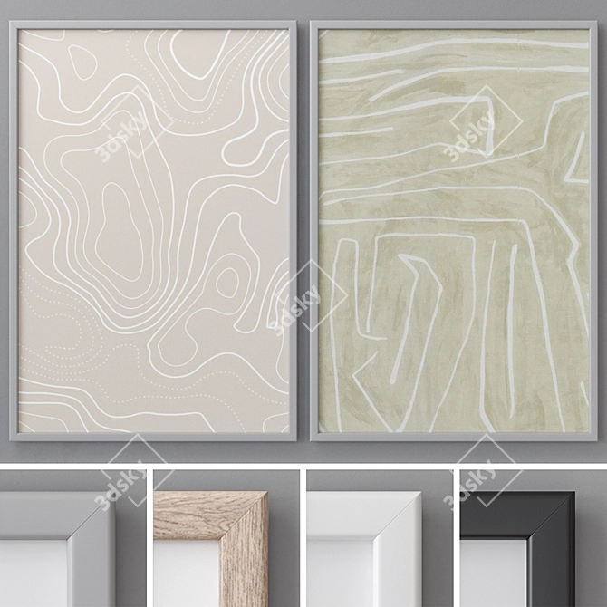 Modern Abstract Paintings - Set of Four 3D model image 1