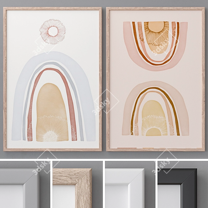 Modern Abstract Photo Frames Set 3D model image 1