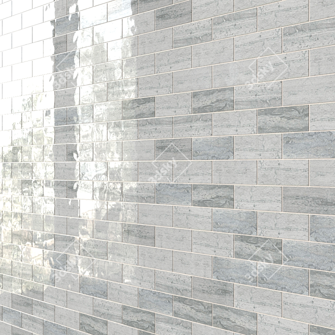 Ferrara Mosaic Tiles: Argento, Bianco, Nero 3D model image 4