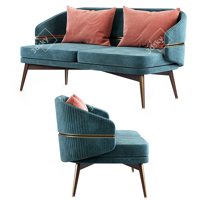 Aster Billy 2 Seater Sofa: Modern Style, Perfect Size 3D model image 4