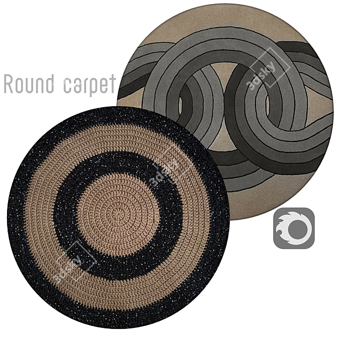 Elegant Round Interior Carpet 3D model image 1