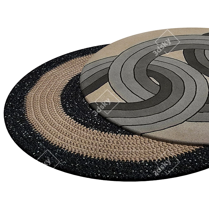 Elegant Round Interior Carpet 3D model image 2