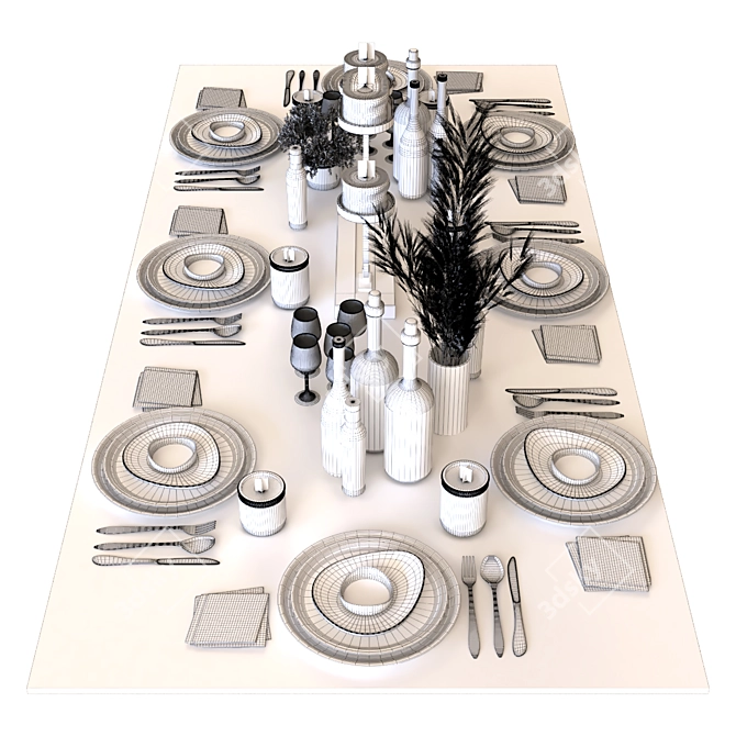 Elegant Dining Table Set 3D model image 5