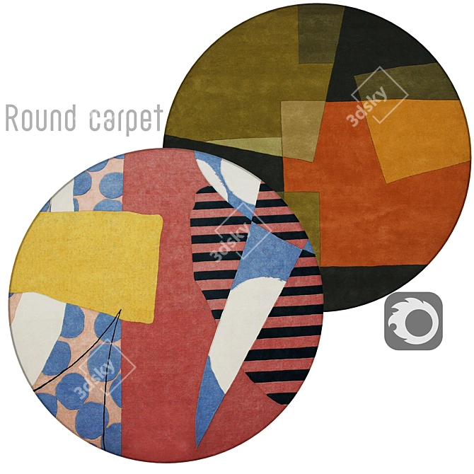 Round Interior Carpet 3D model image 1