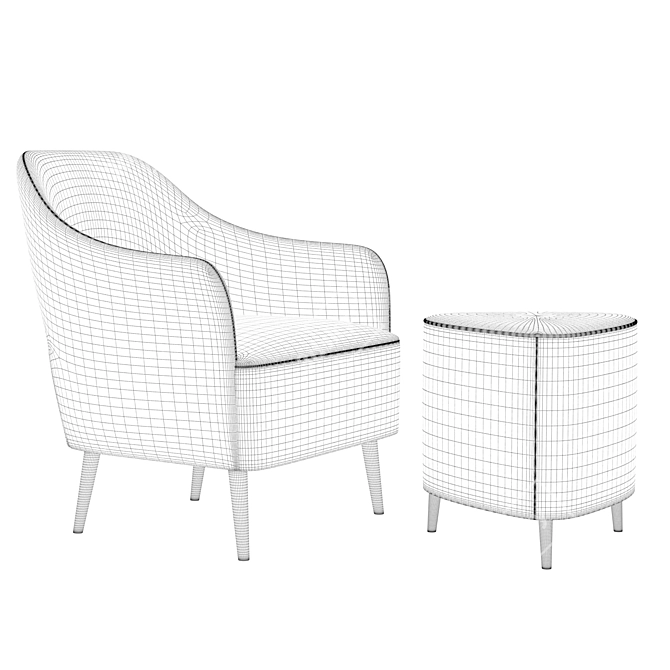 Collinet Scala 1867C Armchair & 6141 Stool Set 3D model image 5