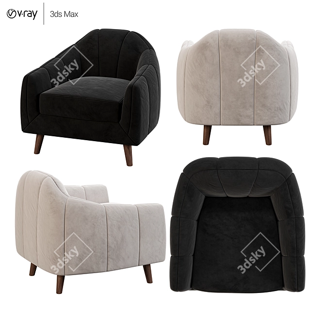 Elegant Jasmine Lite Armchair, 102x100cm 3D model image 1