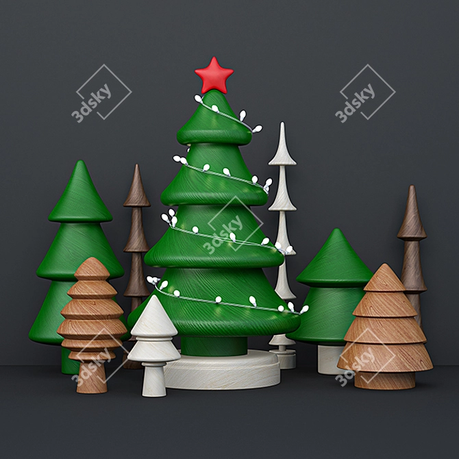 Festive Christmas Tree Decoration 3D model image 1