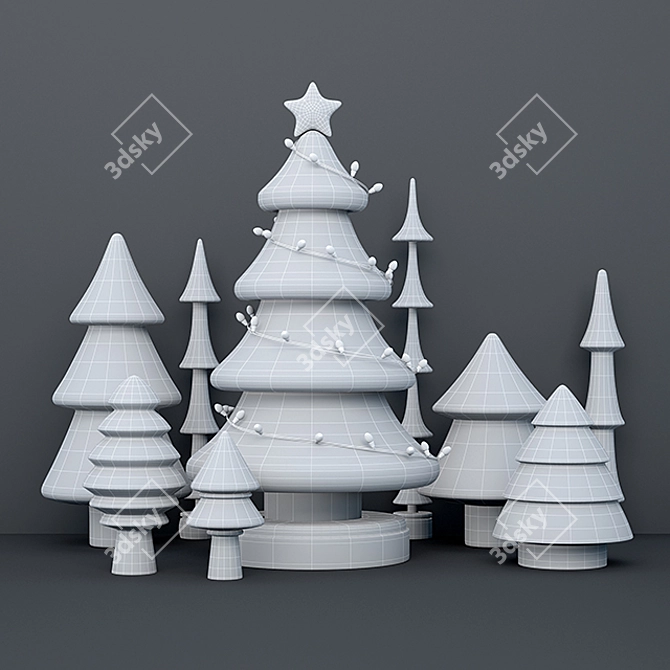 Festive Christmas Tree Decoration 3D model image 2