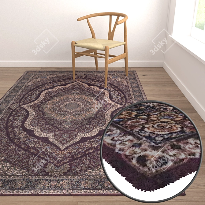 Title: Luxury Carpet Collection: Set of 3 High-Quality Textured Rugs 3D model image 5