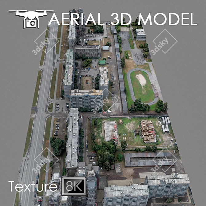 Urban Landscape Drone Scan 3D model image 1