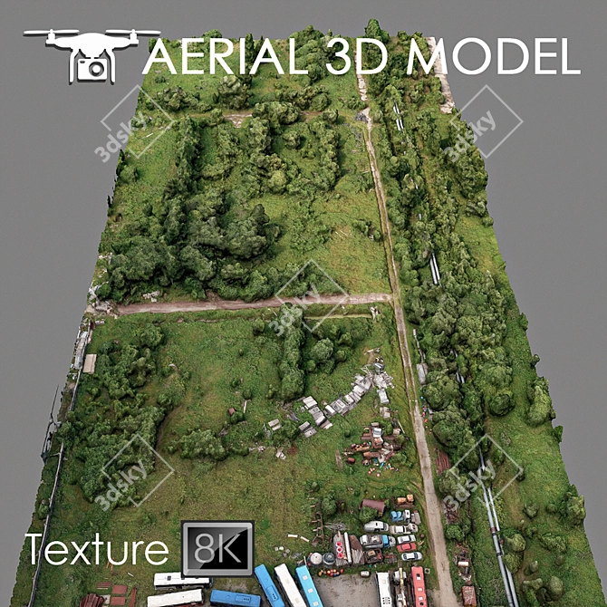 Aerial Landscape Scan: Industrial Zone 3D model image 2