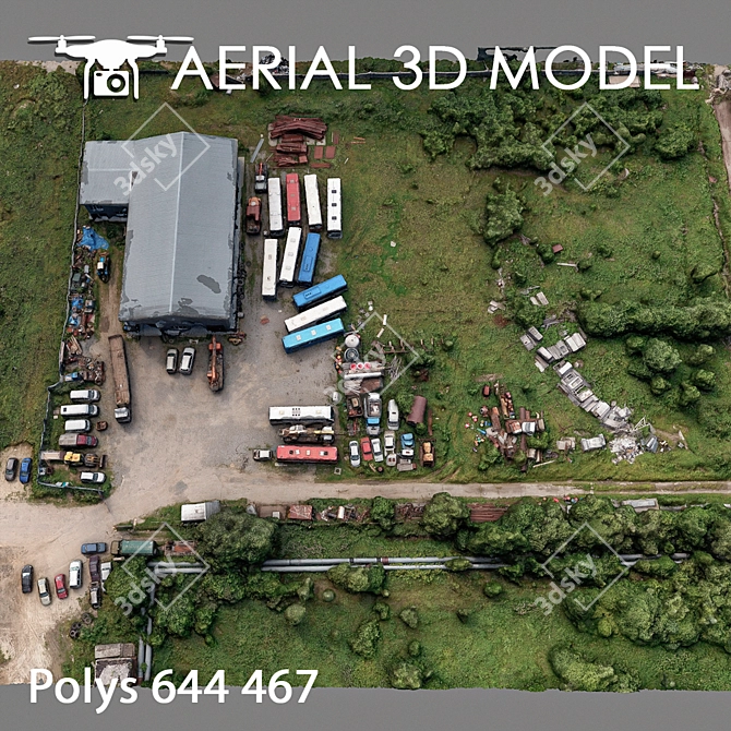 Aerial Landscape Scan: Industrial Zone 3D model image 3