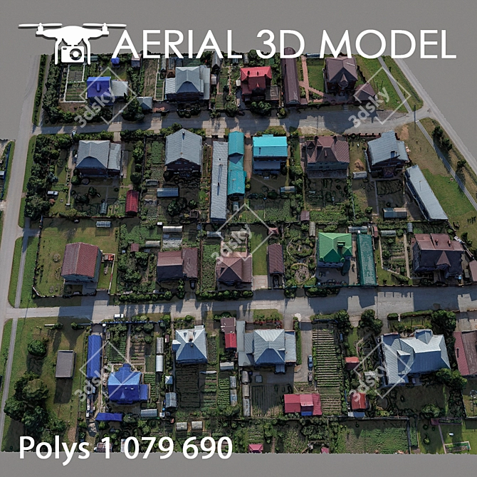 Aerial Land Scan: Detailed Residential Area 3D model image 3