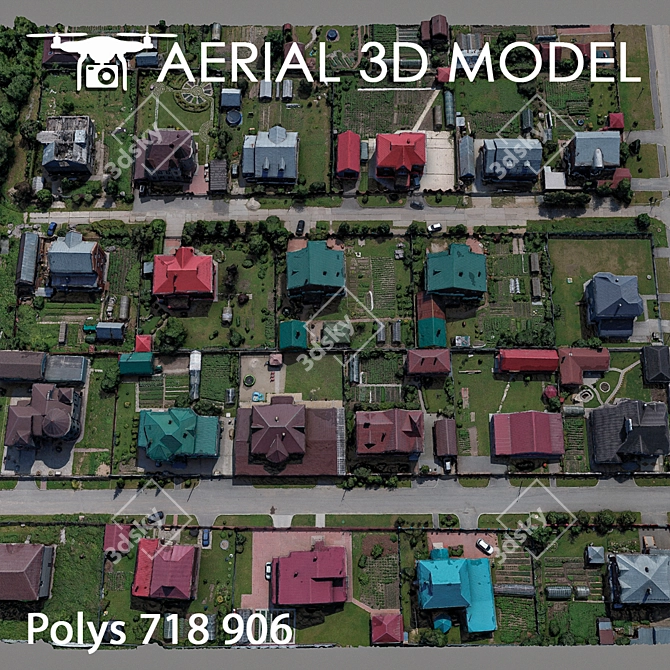 Title: 3D Aerial Landscape Model 3D model image 3