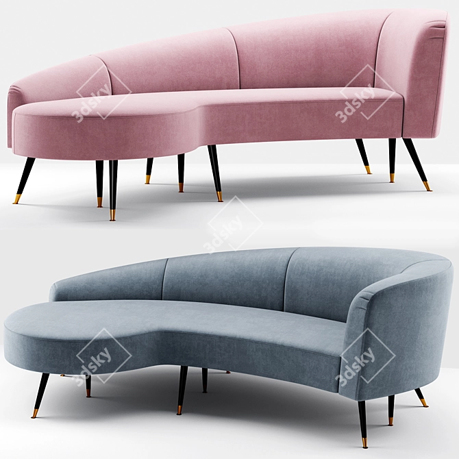 Elegant Evangeline Velvet Parisian Sofa 3D model image 1