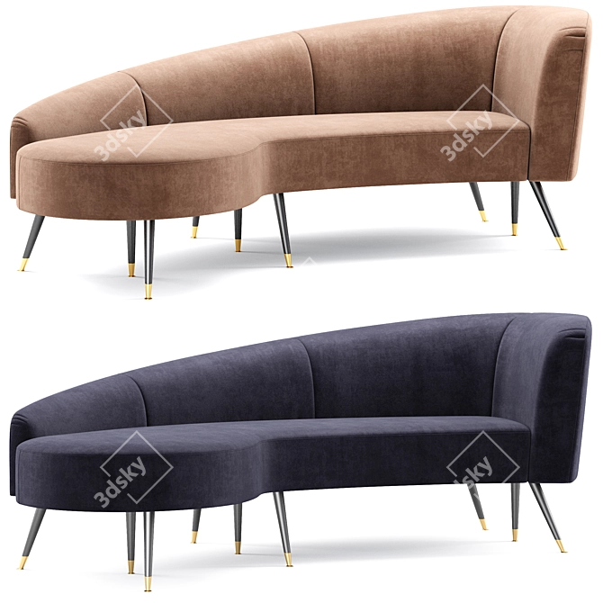 Elegant Evangeline Velvet Parisian Sofa 3D model image 2