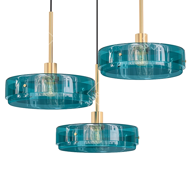 Blue Glass Pendant Light, LEWIS 3D model image 1